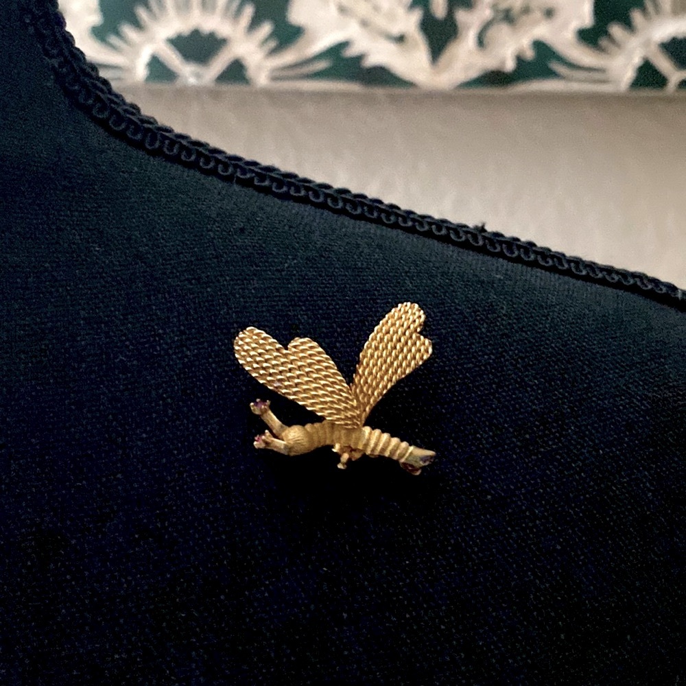 💎VERY RARE💎Estate MARCEL BOUCHER Dragonfly Brooch With Ruby Eyes